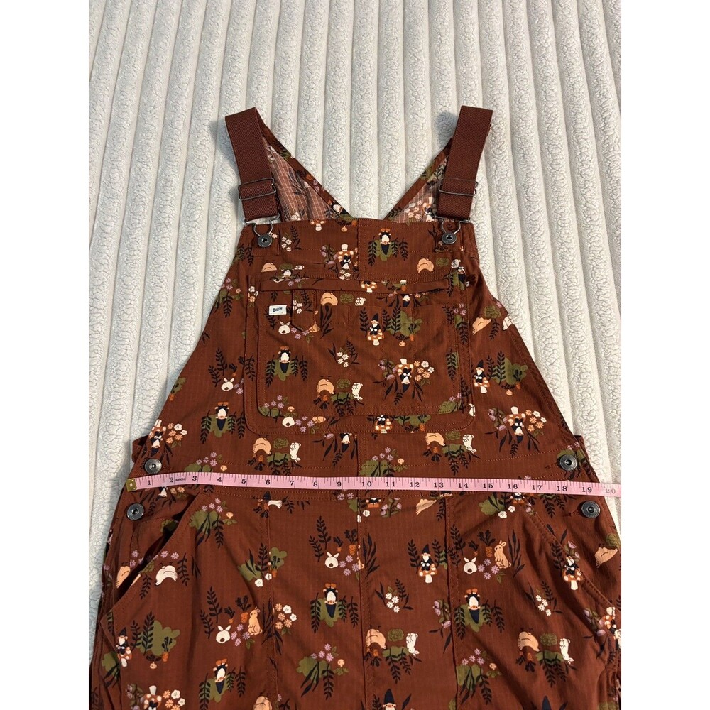 Duluth Trading Heirloom Gardening Bib Overalls Gnome chickens Large 31” Inseam - Picture 9 of 16